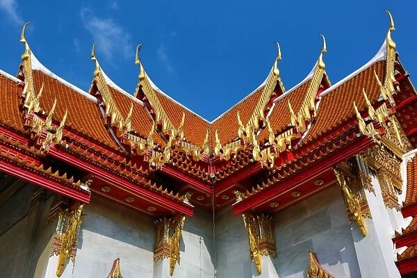 Ornate roof at Wat Benchamabopitr, the Marble Temple, Bangkok, Thailand
