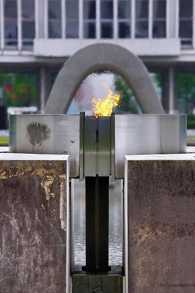 he Peace Flame in the Hiroshima Peace Memorial Park, Hiroshima, Japan
