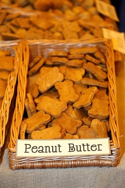 Peanut Butter bane shaped dog biscuits on sale at the London Pet Show 2013