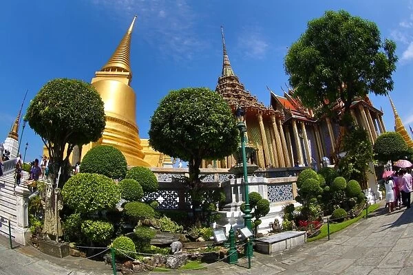 Phra Siratana Chedi Golden Stupa at the Wat Phra Kaew Temple complex of the Temple of the Emerald Buddha in Bangkok, Thailand