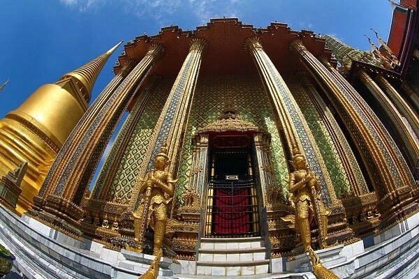 Phra Siratana Chedi Golden Stupa at the Wat Phra Kaew Temple complex of the Temple of the Emerald Buddha in Bangkok, Thailand