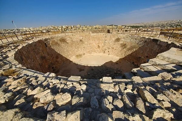 Pillar ruins in the Amman Citadel, Jabal Al-Qala, Amman, Jordan
