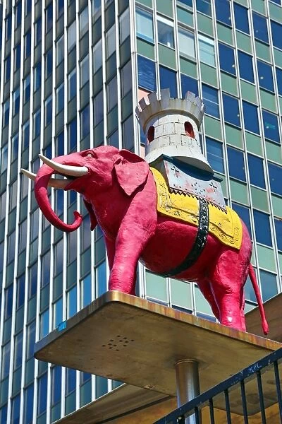 Pink elephant statue at the Elephant and Castle shopping centre in London, England