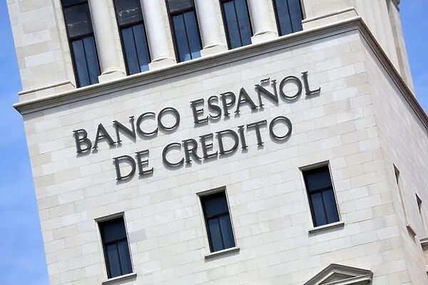Placa de Catalunya and Banco Espanol de Credito in Barcelona, Spain
