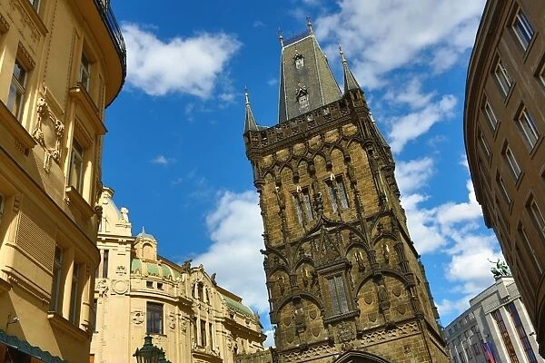 The Powder Tower Gothic Gate in Prague, Czech Republic
