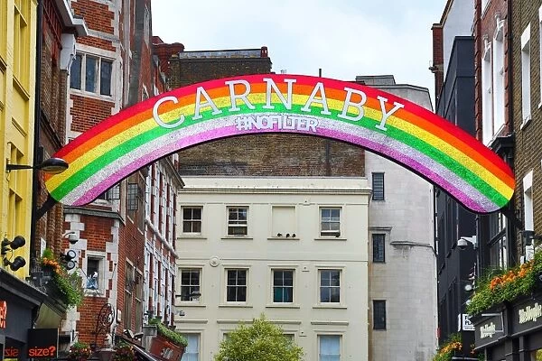 Rainbow flag on Carnaby Street for Pride, London