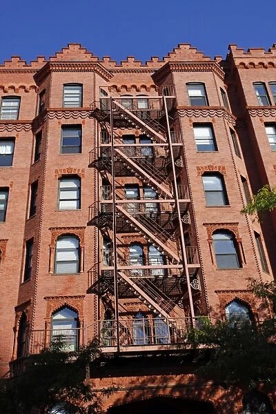Red brick building and fire escape, Boston