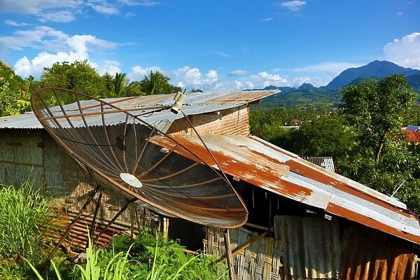 Rusty satellite dish, Luang Prabang, Laos