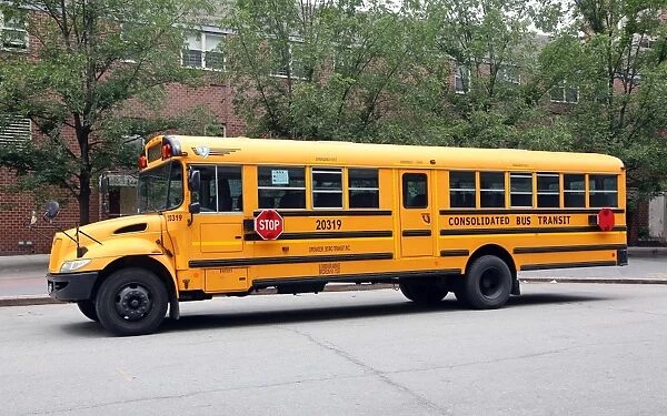 School bus in Manhattan, New York City, New York, USA