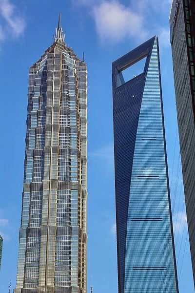 The Shanghai Central Tower and the Jin Mao Tower in Luijiazui, Pudong, Shanghai, China