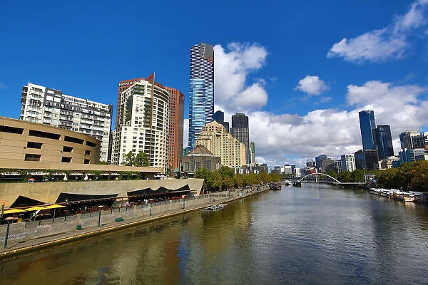 Skyline of the Southbank Promenade and the River Yarra, Melbourne, Victoria, Australia