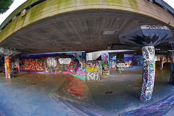 Southbank skate park in the undercroft of the Southbank Centre, London, England