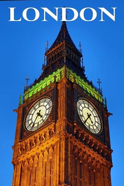 Souvenir of Big Ben, Houses of Parliament, at dusk in London, England