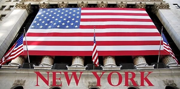 Souvenir of New York, Stars and Stripes American Flag on Stock Exchange, Wall Street, America