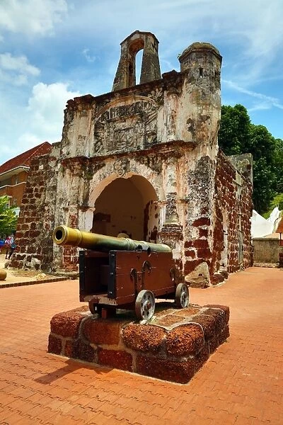 St. Pauls Church and statue on St. Pauls Hill in Malacca, Malaysia