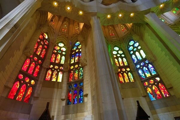 A1 84x59cm Poster Of Stained Glass Windows In The Basilica De La Sagrada Familia Cathedral In Barcelona Spain