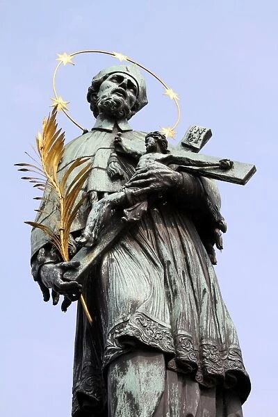Statue of St. John on the Charles Bridge in Prague, Czech Republic