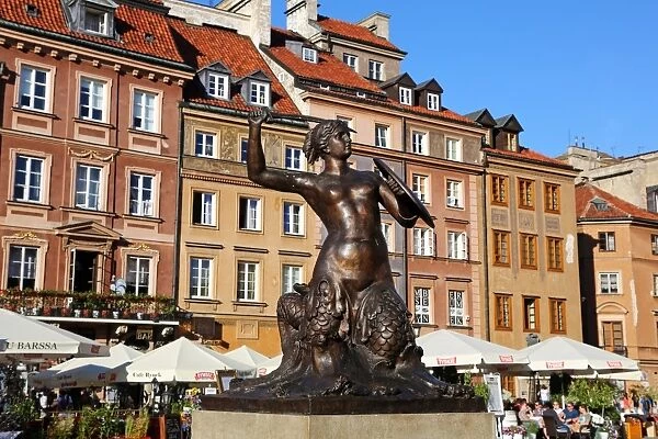 Statue of Syrena the Mermaid in the Old Town Market Place in Warsaw, Poland