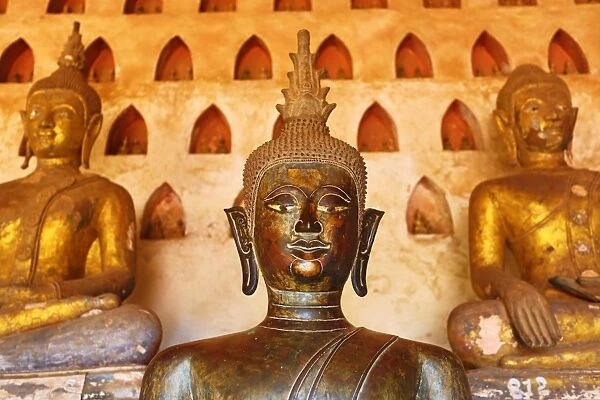 Statues of Buddha at Wat Si Saket Buddhist Temple, Vientiane, Laos