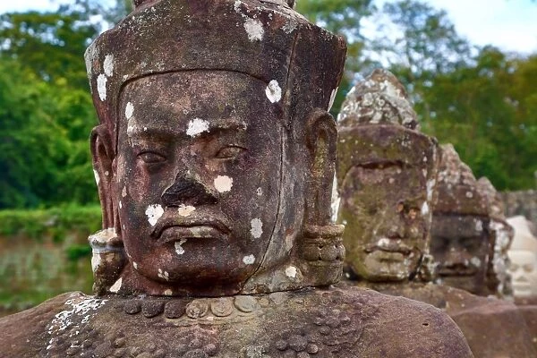 Statues at the Victory Gate in Angkor Thom, Siem Reap, Cambodia