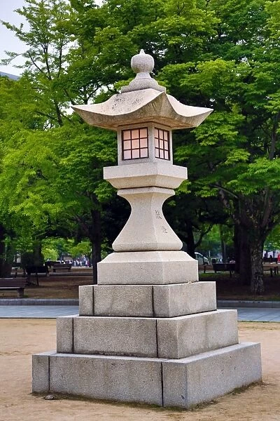 A stone lanterin in the Hiroshima Peace Memorial Park, Hiroshima, Japan