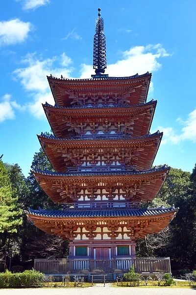 Five storey pagoda at Daigoji Buddhist Temple in Kyoto, Japan