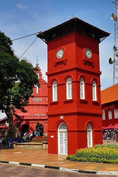 Tang Beng Swee Clock Tower in Dutch Square, known as Red Square, in Malacca, Malaysia