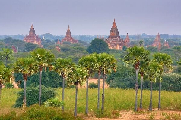 Temples and pagodas on the Central Plain of Bagan, Myanmar (Burma)