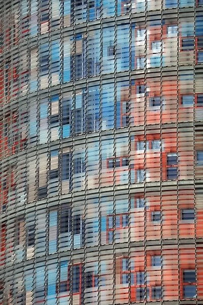 Torre Agbar modern tower office building in Glories, Barcelona, Spain