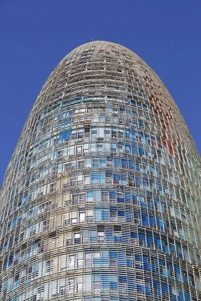 Torre Agbar modern tower office building in Glories, Barcelona, Spain