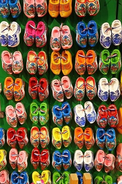 Traditional Dutch clogs souvenirs for tourists at the Flower Market in Amsterdam, Holland