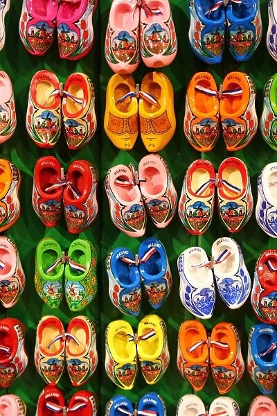 Traditional Dutch clogs souvenirs for tourists at the Flower Market in Amsterdam, Holland