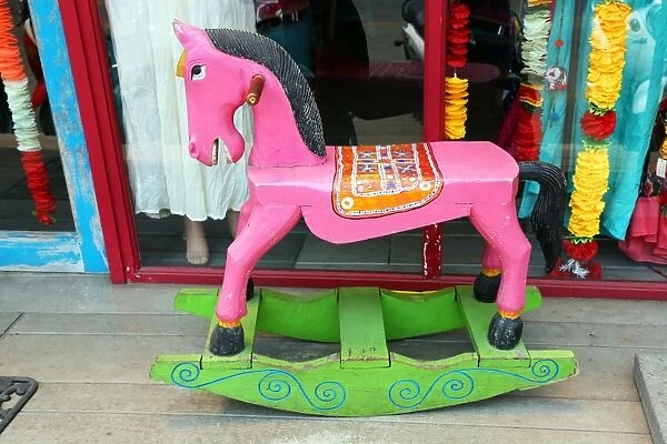 Traditional Thai pink rocking horse in Chiang Mai, Thailand
