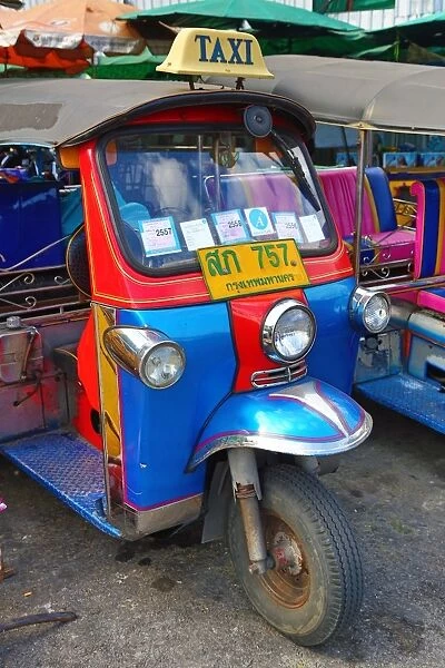 Traditional Tuk Tuk taxi transport in Bangkok, Thailand