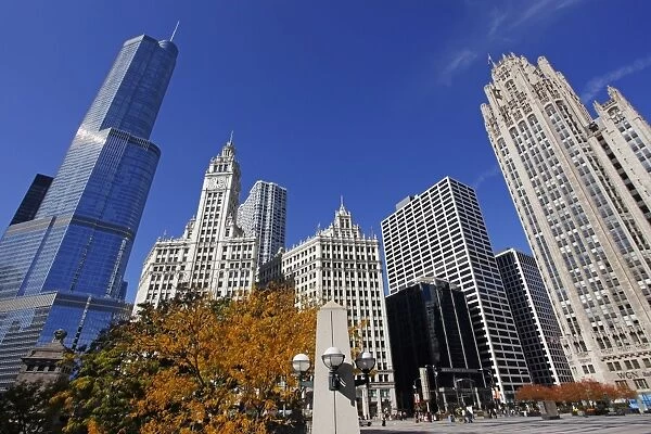 Trump Tower and Wrigley Building, Chicago, Illinois, America