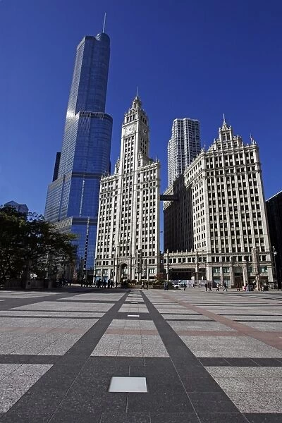 Trump Tower and Wrigley Building, Chicago, Illinois, America