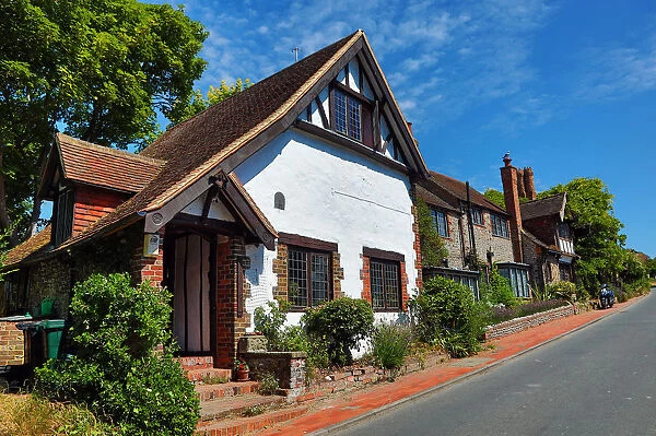 Tudor cottages in the village of Rottingdean, East Sussex, England, United Kingdom