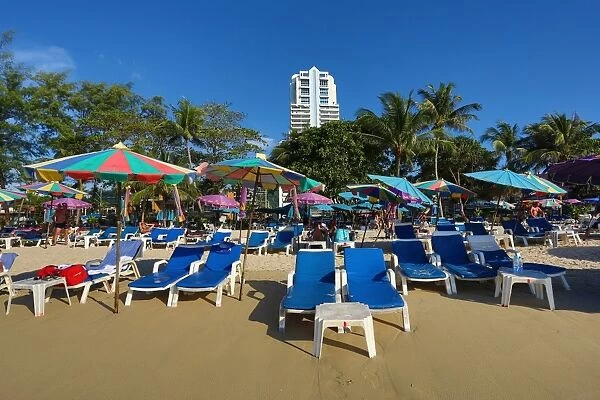 Umbrellas and Sunloungers on Patong Beach, Phuket, Thailand