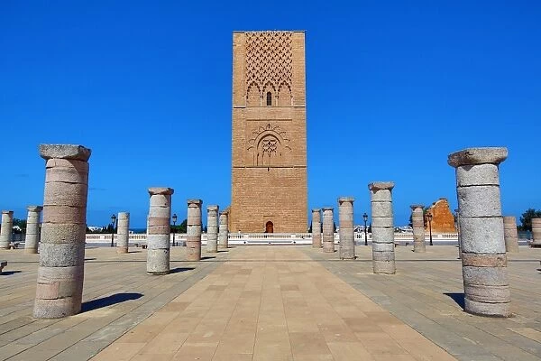 The unfinished Hassan Tower in Rabat, Morocco