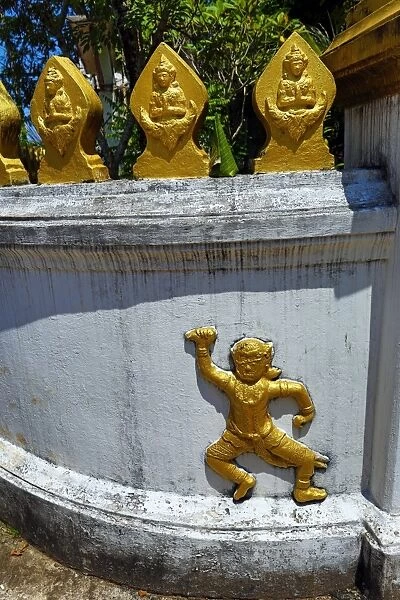 Wall decoration at Wat Xieng Mouane Temple, Luang Prabang, Laos