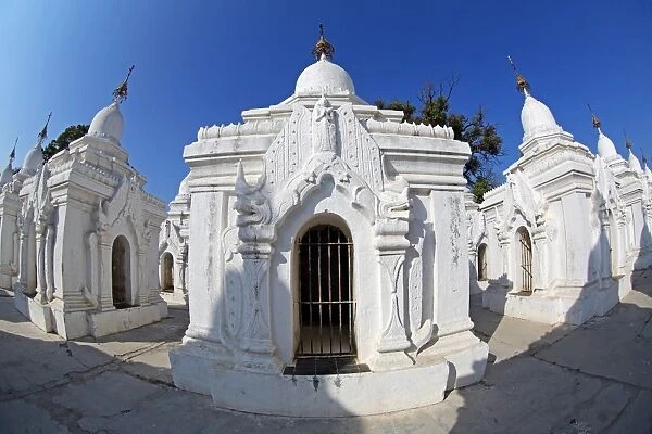 White marble shrines at Kuthodaw Pagoda, Mandalay, Myanmar (Burma)