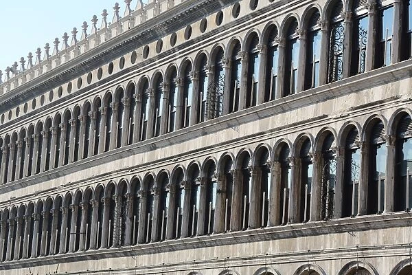 Window arches in St. Marks Square, Piazza San Marco, in Venice, Italy