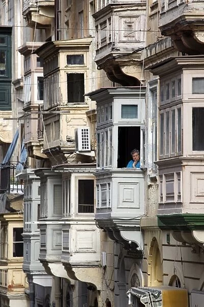 Windows and enclosed balconies in Valletta, Malta
