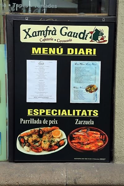 Xamfra Gaudi restaurant menu in Barcelona, Spain