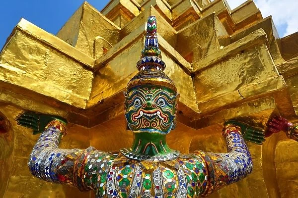 Yaksha Demon Statue at Wat Phra Kaew Temple complex of the Temple of the Emerald Buddha in Bangkok, Thailand