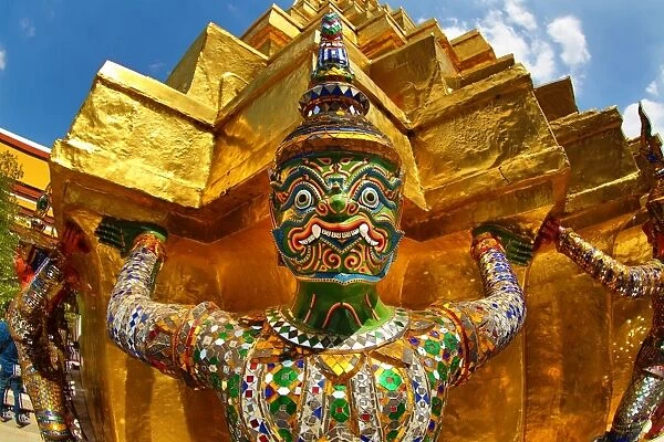 Yaksha Demon Statue at Wat Phra Kaew Temple complex of the Temple of the Emerald Buddha in Bangkok, Thailand