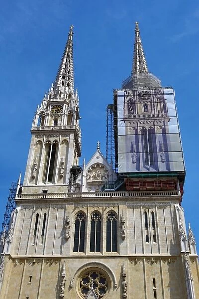 Zagreb Cathedral with tower renovation in Zagreb, Croatia