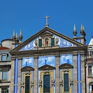 Blue tile facade of the St. Anthonys Congregados Church, Porto, Portugal