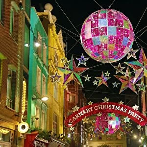 Christmas lights and decorations in Carnaby Street, London