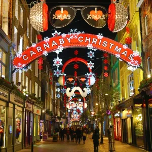 Christmas lights and decorations in London, England